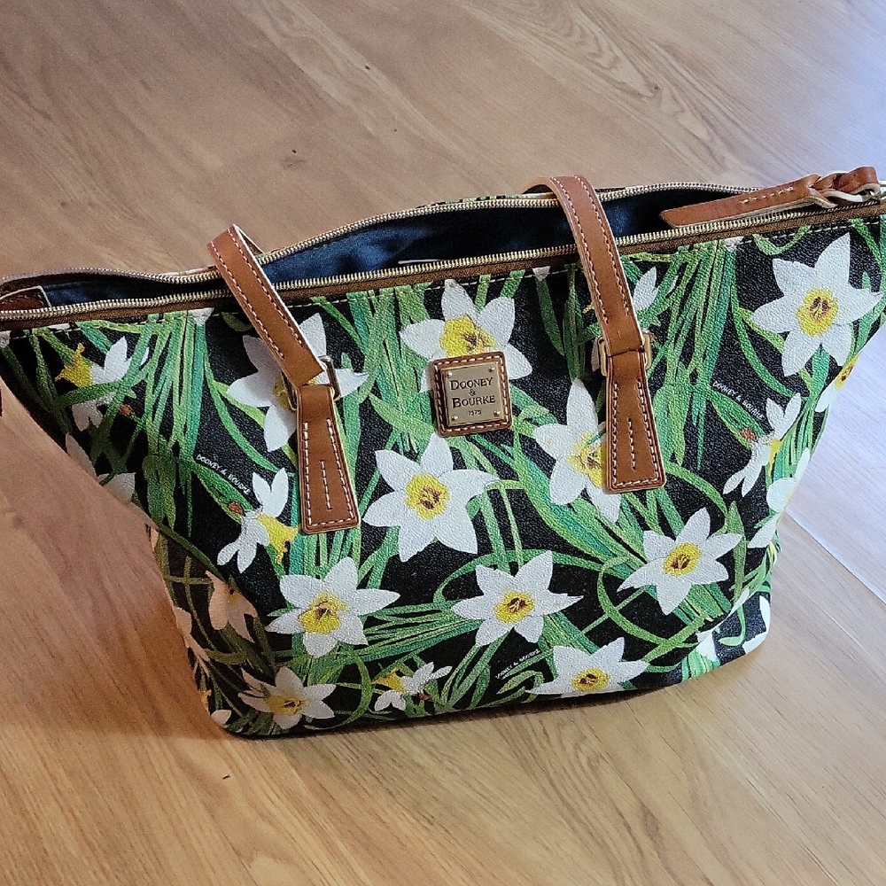 Desigual Black and Green Floral Tote Bag